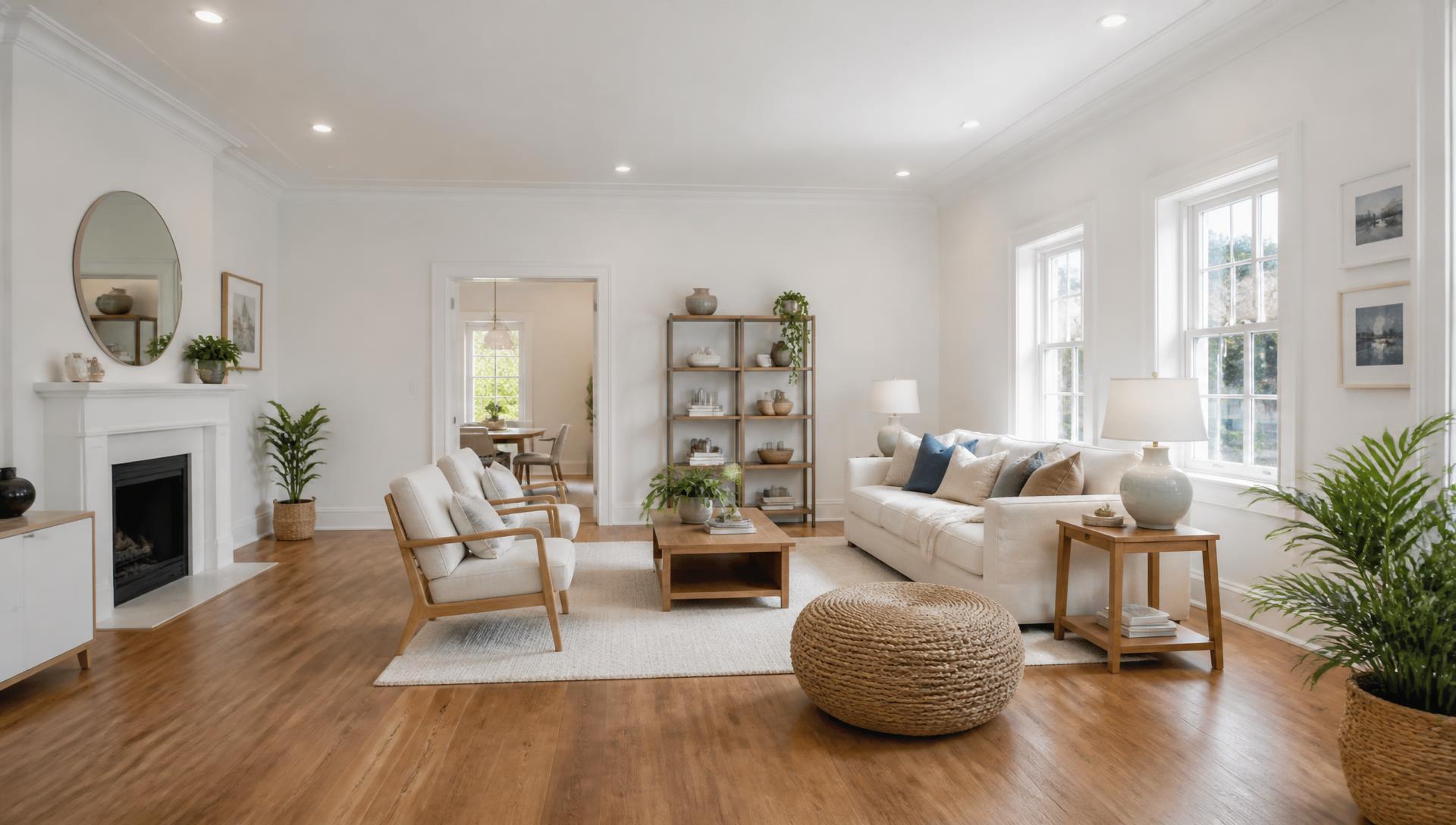 Bright home sitting area with a comfortable armchair beside a sunlit window